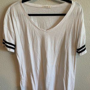White Marine Layer Boyfriend V-Neck Tee, Size Medium